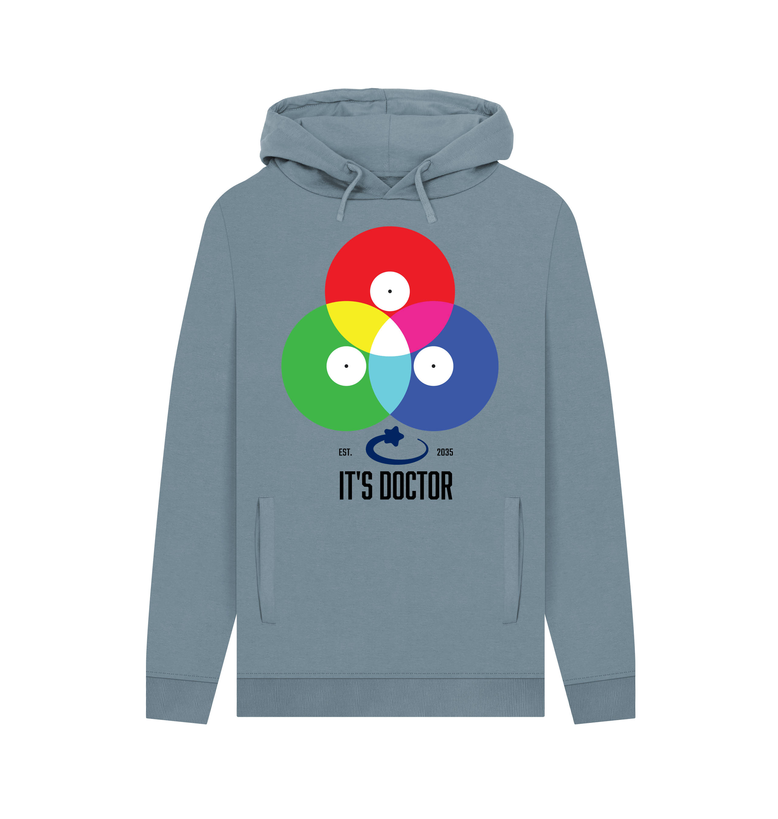 Stone Blue Printed Hoody Front