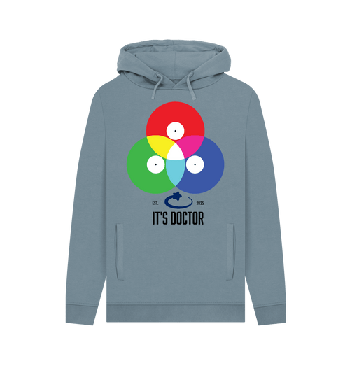 Stone Blue Printed Hoody Front