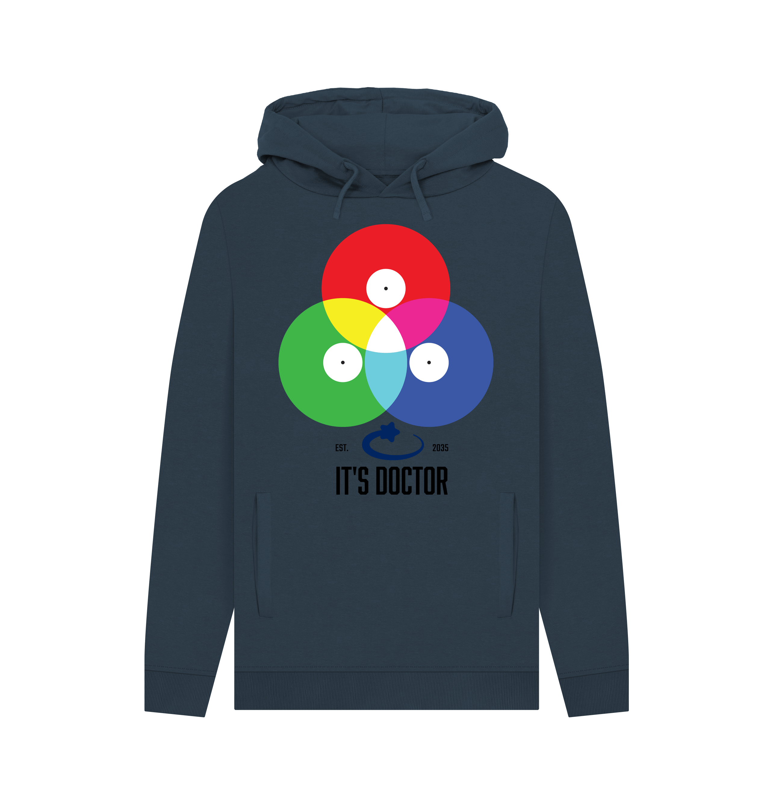 Navy Printed Hoody Front