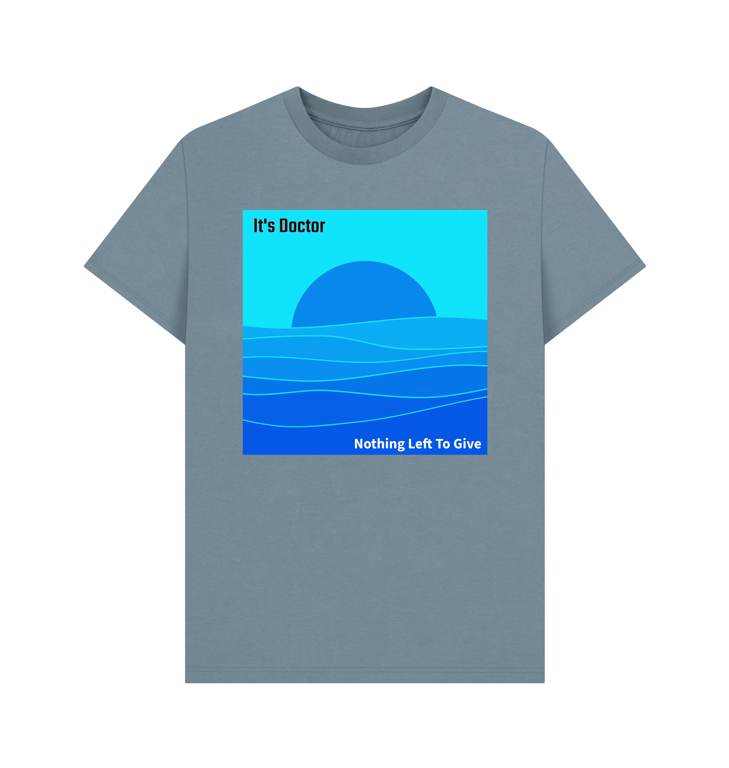 Stone Blue Printed T-shirt Front