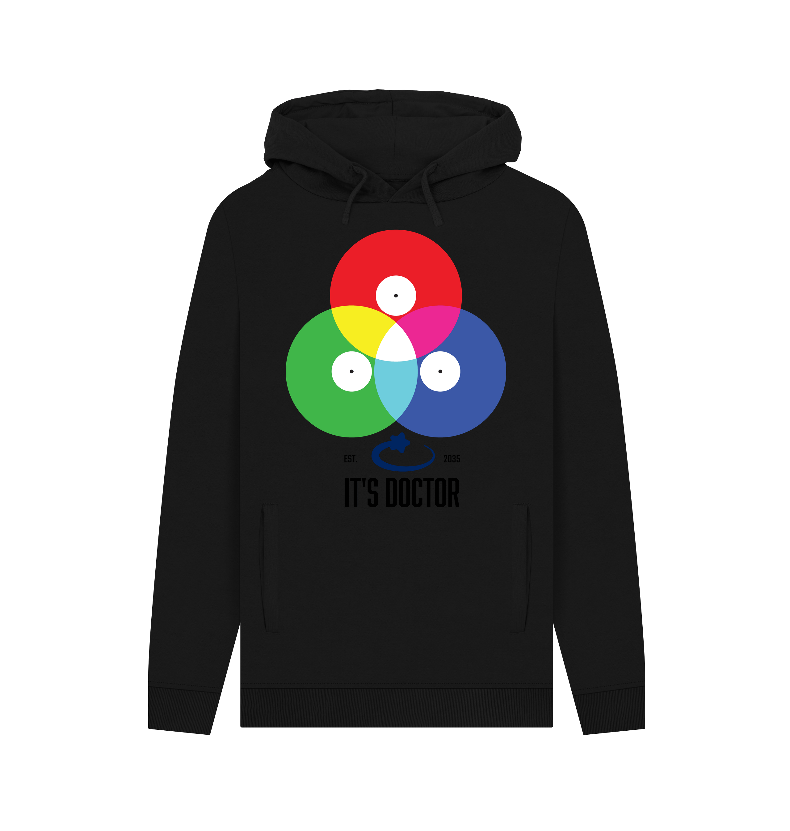 Black Printed Hoody Front