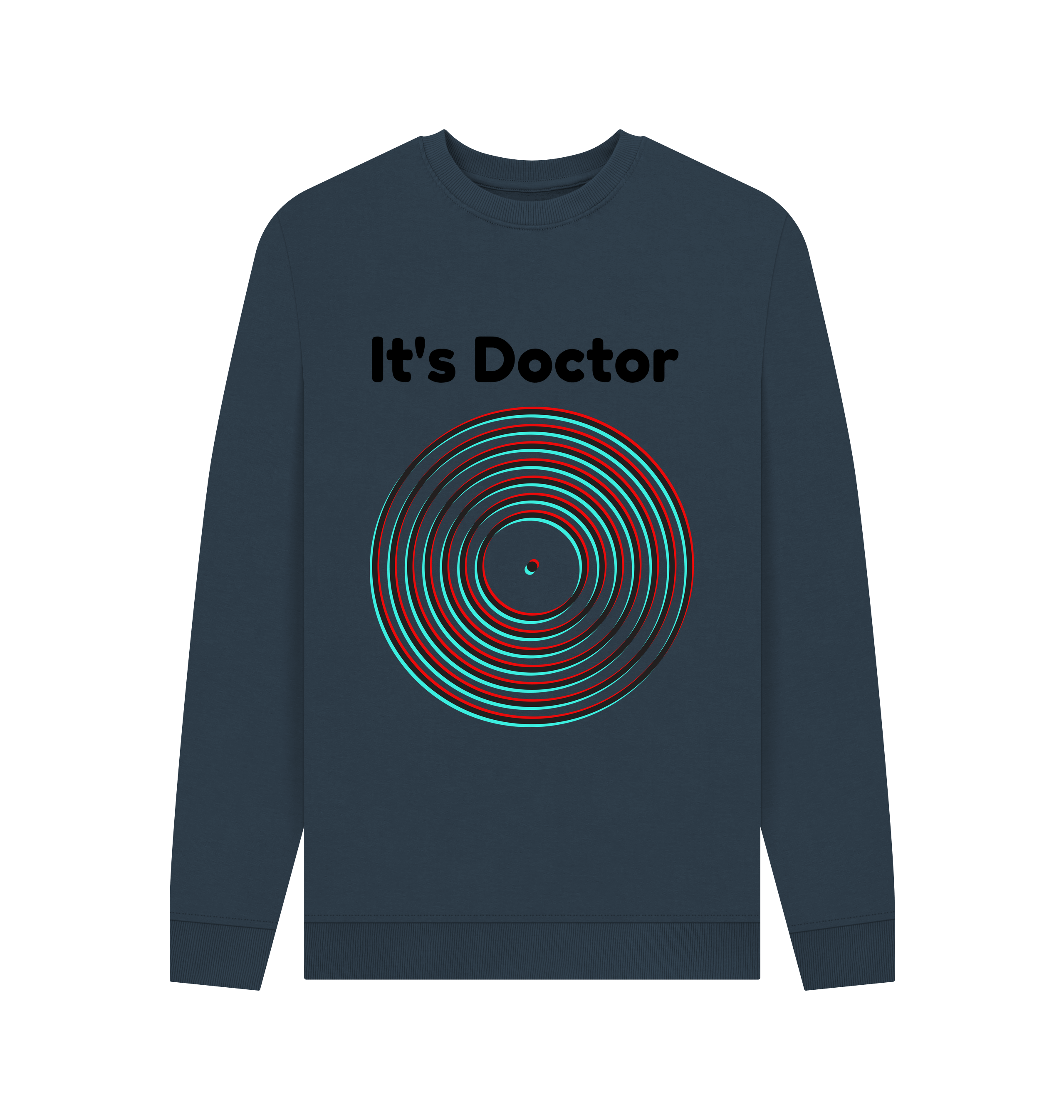 Navy Blue Printed Sweater Front